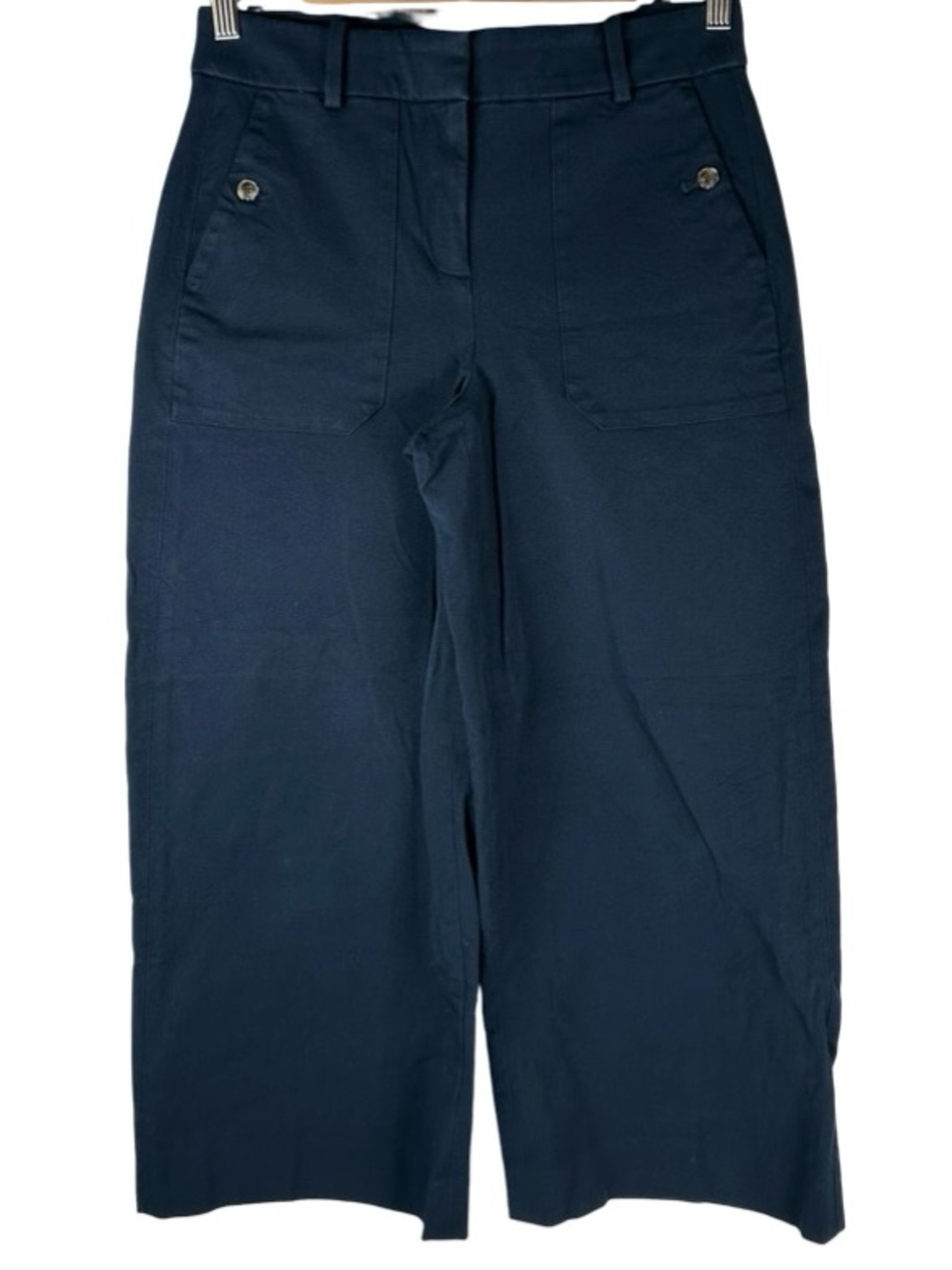 J. Crew Sydney Navy Blue Wide Leg Bi-Stretch Cotton Cropped Pants Size 4